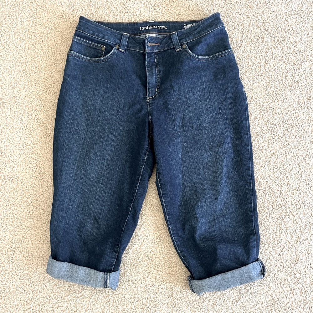 Croft & Barrow Classic Fit Straight Leg Capri Stretch Jeans Pants Size 8